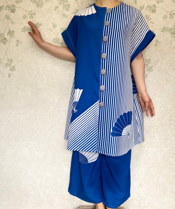 【着物リメイク】ワイドパンツのセットアップスーツ 