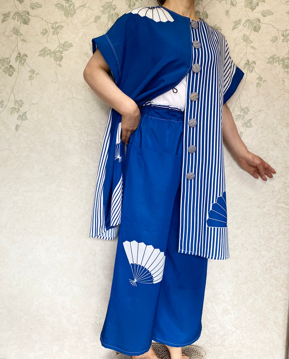 【着物リメイク】ワイドパンツのセットアップスーツ 