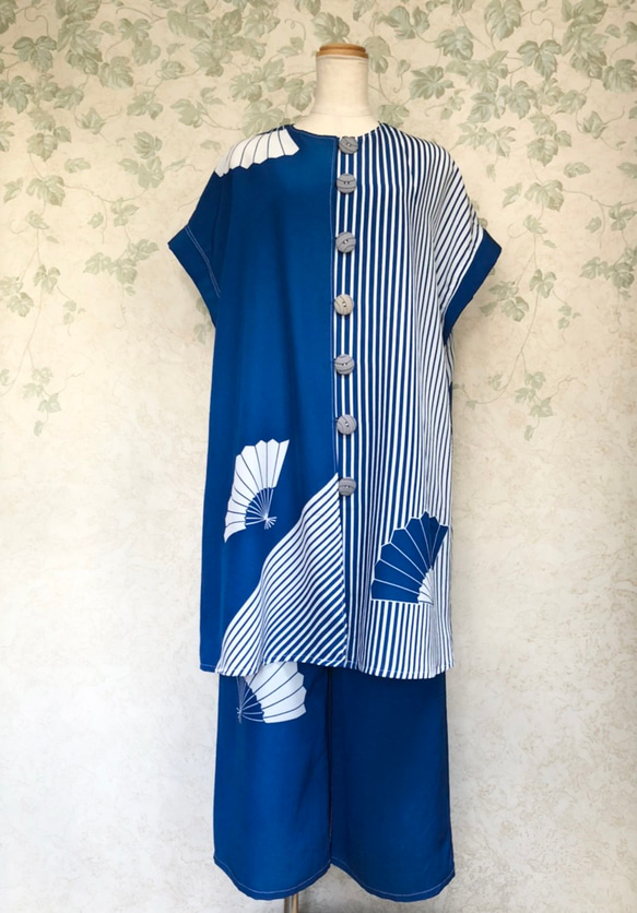 【着物リメイク】ワイドパンツのセットアップスーツ 