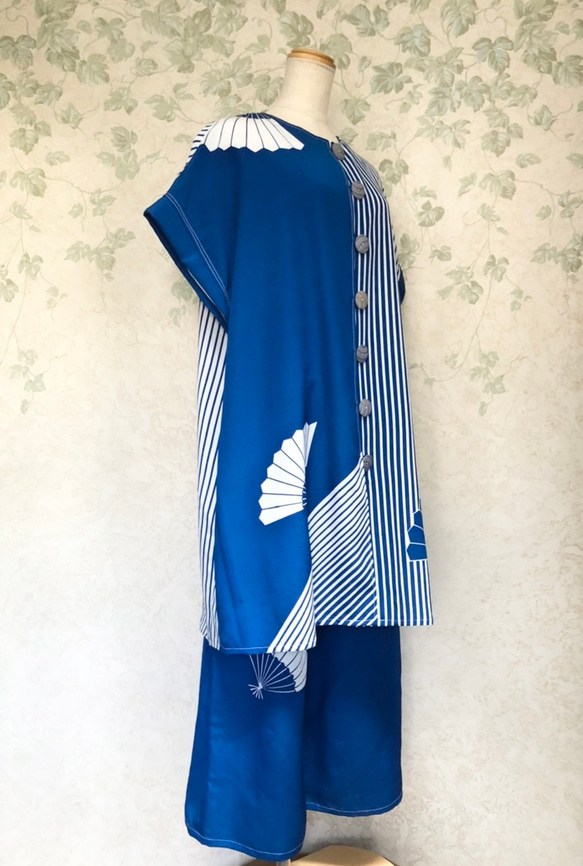 【着物リメイク】ワイドパンツのセットアップスーツ 