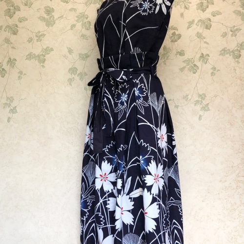 浴衣リメイク】タックラップパンツのセットアップ フレンチスリーブ