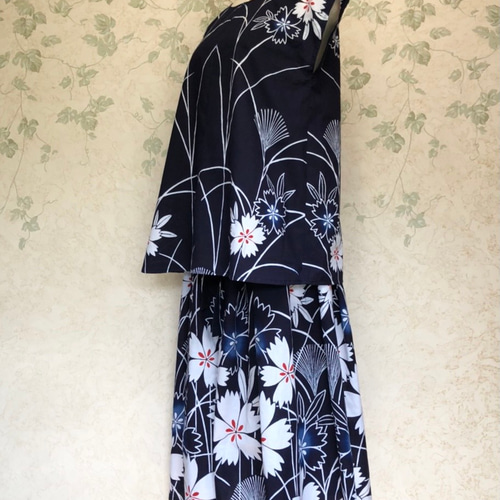 浴衣リメイク】タックラップパンツのセットアップ フレンチスリーブ