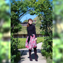 【着物リメイク】花柄バルーンスカート 4枚目の画像