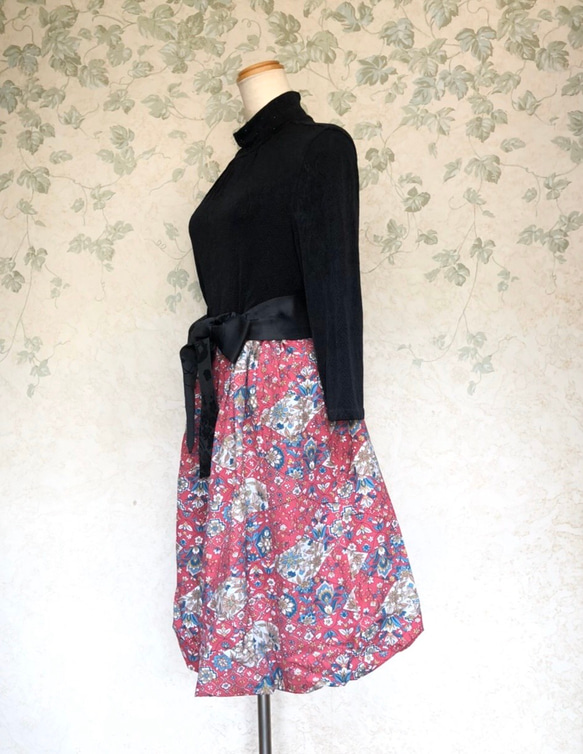 【着物リメイク】花柄バルーンスカート 9枚目の画像