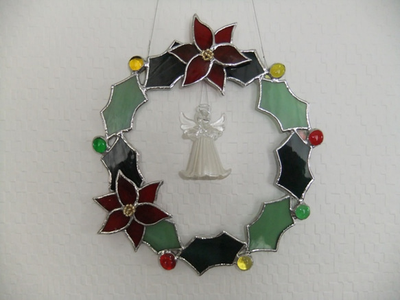 ステンドグラス製ステンドグラスリボンと天使がかわいい