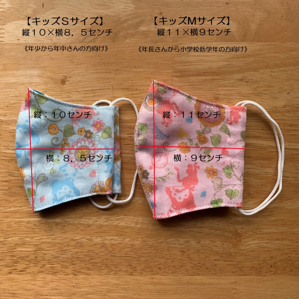 ★キッズ立体マスクMサイズ＊YUWAストロベリー☆アイボリーレッド＆オフブルー②★ 5枚目の画像