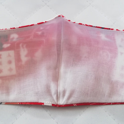 【和風・忍者柄】赤　レッドの元気な立体マスク　　手作り布マスク　漢字　日本 7枚目の画像