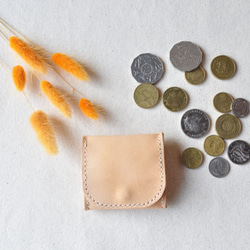 方型摺疊皮革零錢包-原色 第1張的照片
