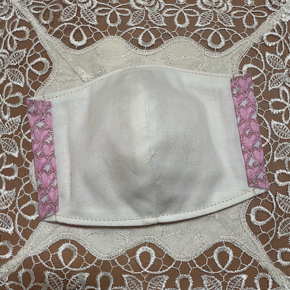 リバティ　× ミューファン　トリプルガーゼ　立体マスク　ハートキャノビー 2枚目の画像