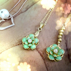 【SALE】green-flower*-mｍネックレス-g 1枚目の画像