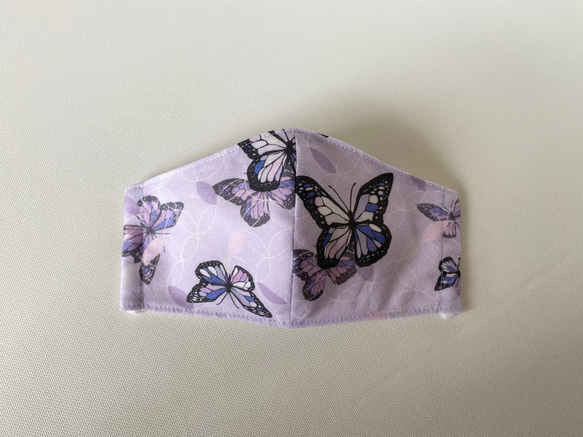 R＊手拭い　和柄蝶　紫　立体マスク大人用 2枚目の画像