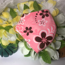 新作135  プルメリアマスク　Hawaiiから来たばかりの花柄おしゃれな　ハワイアンマスク　ピンク 3枚目の画像