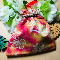 K-6ハワイアン 巾着　リバーシブル　Hawaii　プレゼント　おしゃれ　長持ち 3枚目の画像