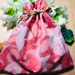 K-7ハワイアン 巾着　リバーシブル　Hawaii　プレゼント　おしゃれ　長持ち 3枚目の画像