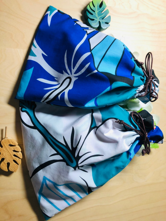 K-9ハワイアン 巾着　リバーシブル　Hawaii　プレゼント　おしゃれ　長持ち 3枚目の画像