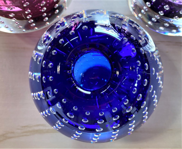 シークエンスバブル花器　　ブルー　ルビー 6枚目の画像