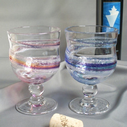 彩色雲母日本玻璃水杯一對玻璃禮物禮物 第3張的照片