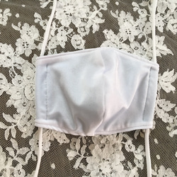 【送料無料】 白×ブルー　ハンドメイド　洗えるマスク　水着　レオタード　冷感　(濡らし)  1枚 4枚目の画像