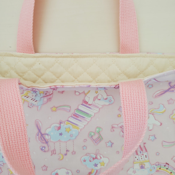 ミュージカルユニコーン　ピンク　レッスンバッグ　上履き入れセット　女の子　入園入学 4枚目の画像