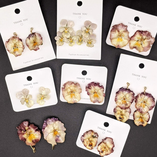 ビオラ 本物のお花のアクセサリー ピアス イヤリング ピアス（スタッド