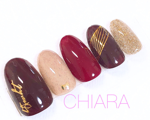 no.567]ゴールドブラウンネイル/チョコレート/バレンタイン/撮影