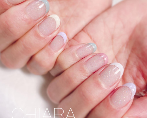 no.584]クリアラメのカラフルフレンチ/ブライダル/撮影/普段使い