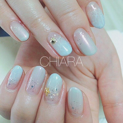 no.134]大人の水面アートネイル/ライトブルー/上品ネイル/ブライダル