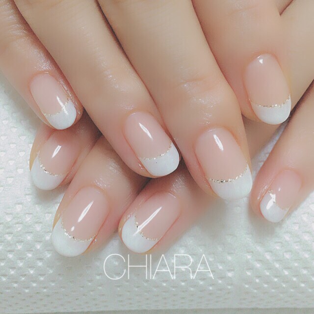 No.007 オーロラフレンチ ネイルチップ 結婚式 成人式 シンプル オフィス no.151]シンプルクリアフレンチ/ホワイトフレンチ/ブライダル/オフィス