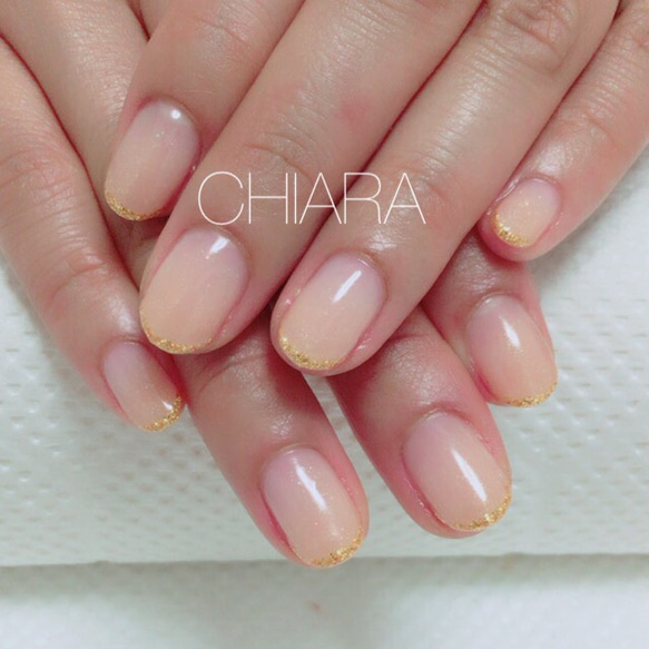 no.180]大人のシンプル細ラメフレンチ/ベージュ/グラデーション