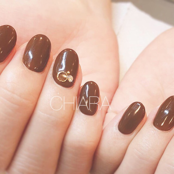 no.398]シンプルブラウンネイル/ブライダル/パーティ/デート