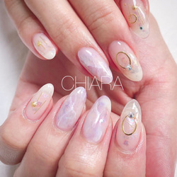 ハートミラー×ラメグラネイルチップ×キラキラ×韓国風 ネイルチップ