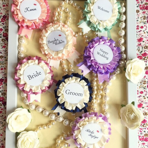 オーダー受付中！«名入れ»ウェディングロゼット☆ピン付きクリップ