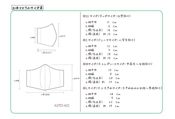 〈選べる４サイズ〉コットン立体マスク【DecollecTions no.2】 6枚目の画像