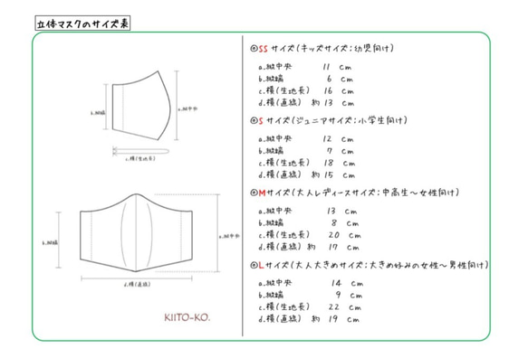 〈選べる４サイズ〉コットン立体マスク【菜の花】NESSHOME 5枚目の画像