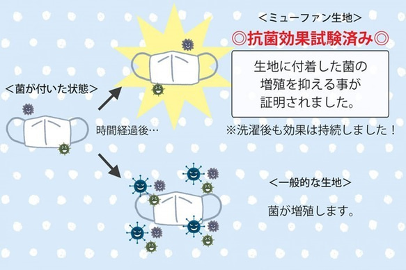 冷え冷え マスク 保冷剤付き クール 抗菌 プリーツマスク ミューファンガーゼ 野の花 アイボリー  送料無料 8枚目の画像