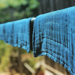 日本の藍染め　おだい布巾　(麻入り） 3枚目の画像