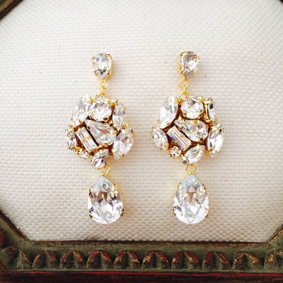 シャンデリアピアス（スワロ/クリスタル）wedding/結婚/emitte/エミッテ/ウェディング