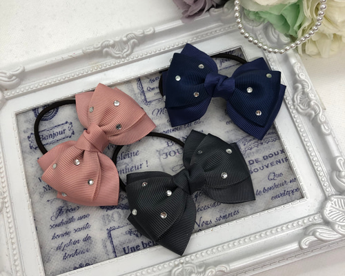 ★⭐︎ヘアゴム326キラキラストーンと合金パーツの蝶々ヘアゴム中ぶり高級 ヘアゴム326キラキラストーンと合金パーツの蝶々ヘアゴム中ぶり高級