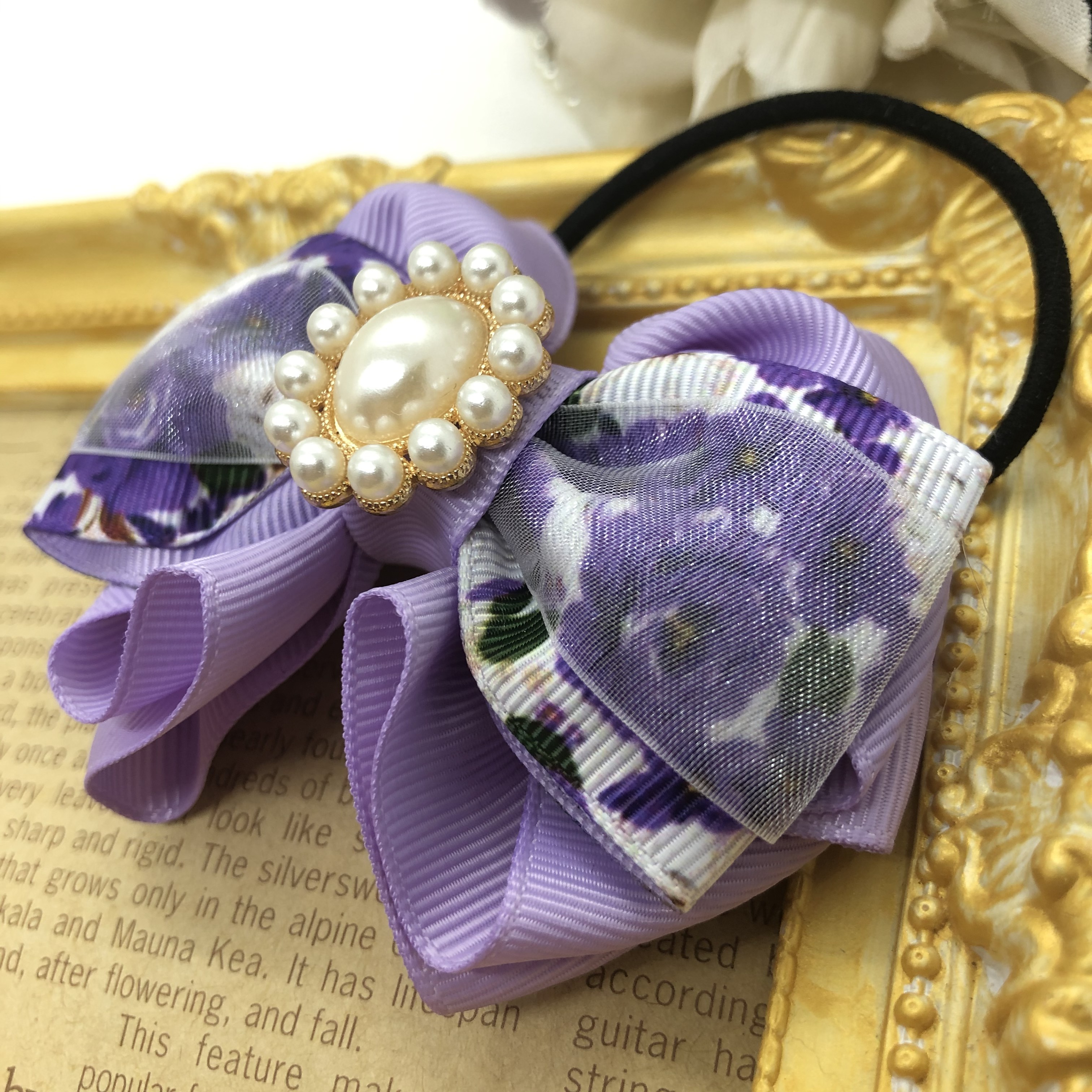 ドット ペタシャム ダブルリボン ベビーヘアクリップ ヘアピン