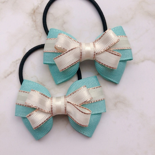 再販【NEWミントブルー】ラインリボン♡ヘアゴム 再販【NEWミントブルー】ラインリボン♡ヘアゴム