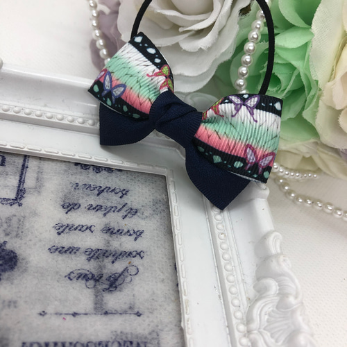 蝶々とちりめん風リボン♡ ヘアゴム 2個 set ヘアゴム りっぴー 通販