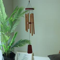 風鈴・和弦木頂風鈴・Wood Top Wind Chime・總長84cm・紅褐色・六管 第1張的照片