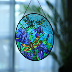 Sun Catcher・捕光者・Suncatcher・直徑25cm・彩繪玻璃吊飾・蜻蜓款 第5張的照片