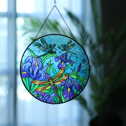 Sun Catcher・捕光者・Suncatcher・直徑25cm・彩繪玻璃吊飾・蜻蜓款 第6張的照片