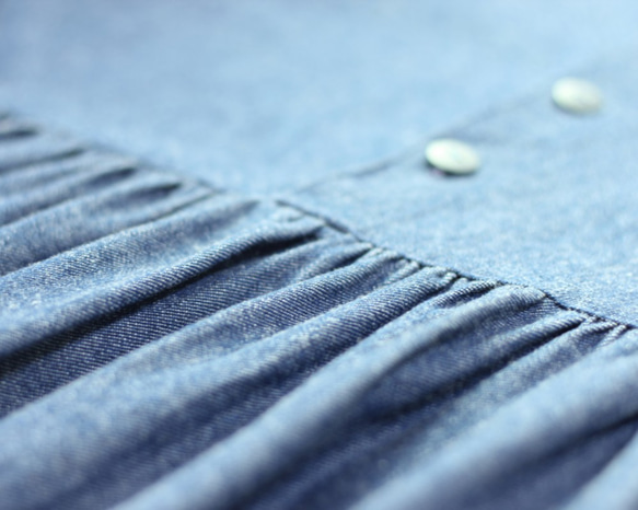【再販】児島デニムの後ろボタンノースリーブワンピース　ジャンパースカート【選べる着丈】　　 10枚目の画像