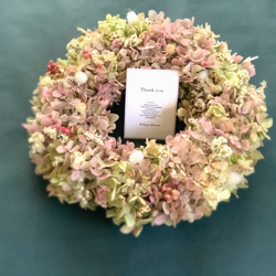 アジサイリース(淡ピンク)プリザーブドフラワー 25cm ドライフラワー 誕生日 新築祝い 母の日 プレゼント 2枚目の画像