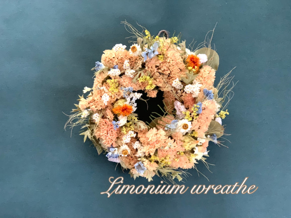 【SALE】Limonium wreathe リモニウム ドライフラワー 誕生日 新築プレゼント 出産 1枚目の画像