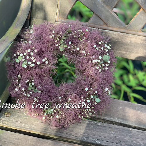 Smoke tree wreathe スモークツリーのリース（赤）誕生日 記念日 新築