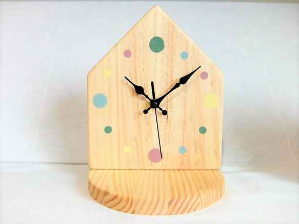 ◇送料無料◇　木の置き時計　お家 2枚目の画像