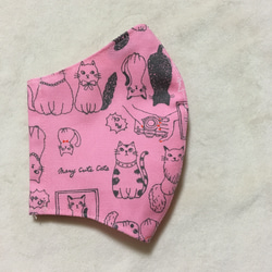 おしゃれ　キャット ☆ ねこ　立体マスク　レギュラーサイズ　ハンドメイド 1枚目の画像